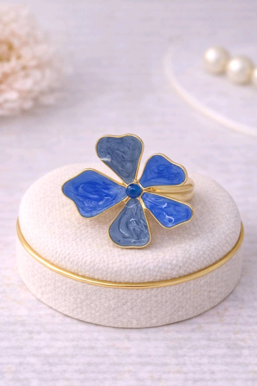 Bague Fleur Azur Dorée