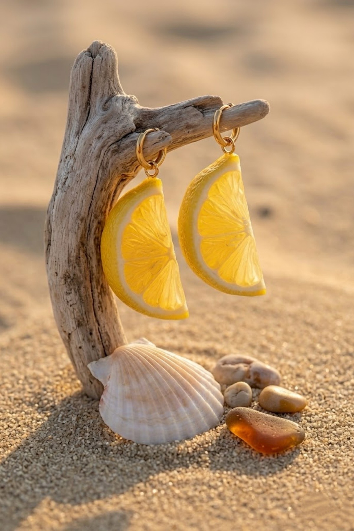 Boucles d'oreilles citron estivales - acier inoxydable 