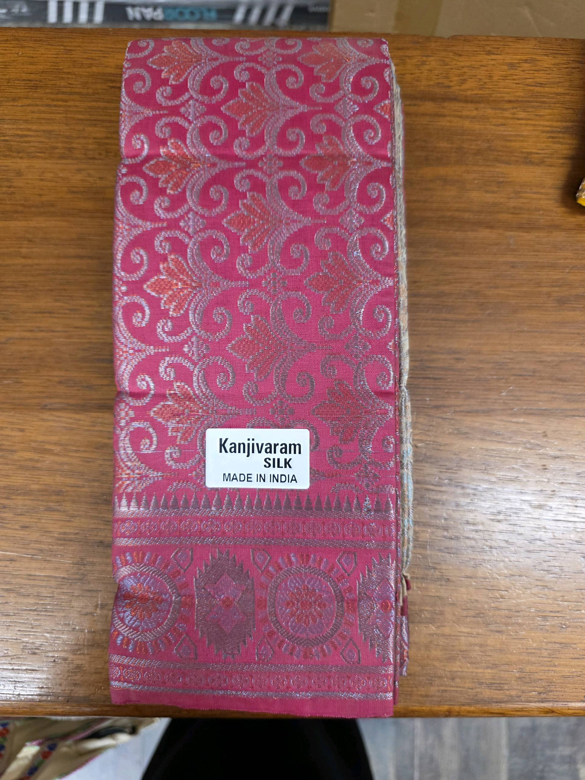Saree Kanjivaram rose fuchsia 6m — visuel 2