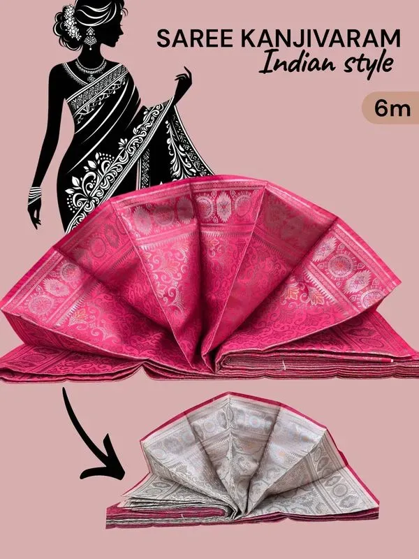 Saree Kanjivaram rose fuchsia 6m