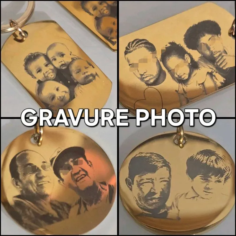 gravure photo sur pendentif acier