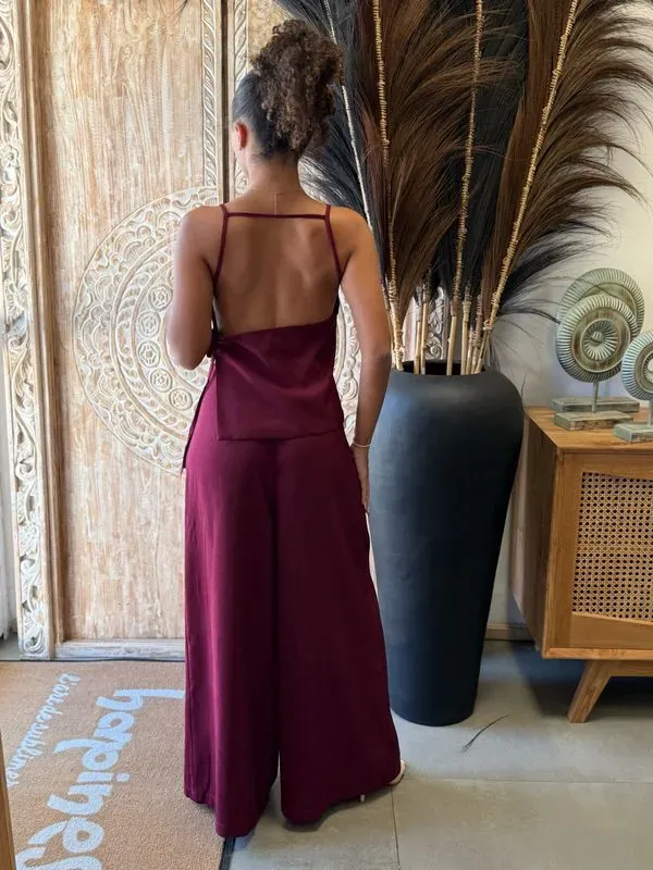 Ensemble dos nu élégant - Top et pantalon palazzo
