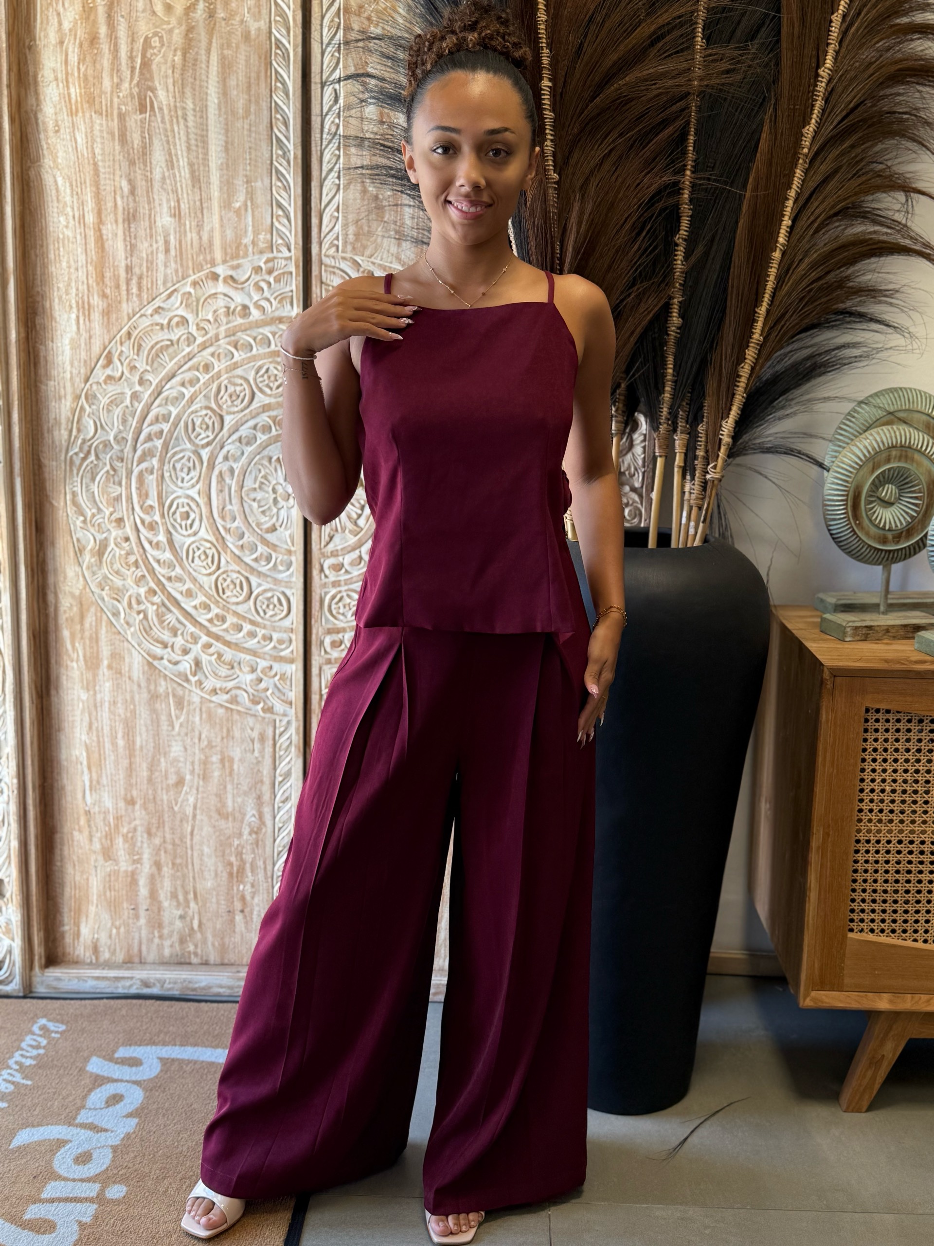 Ensemble dos nu élégant - Top et pantalon palazzo — visuel 3