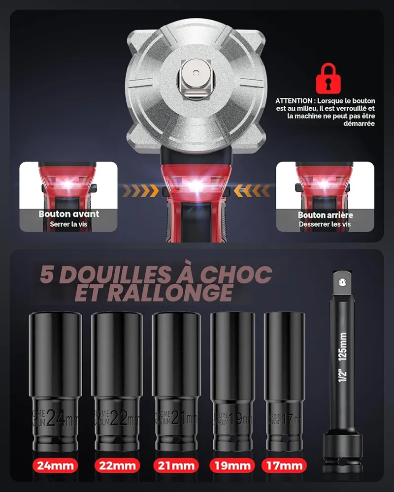 clé à choc 1200nm en coffret 2 batterie — visuel 5