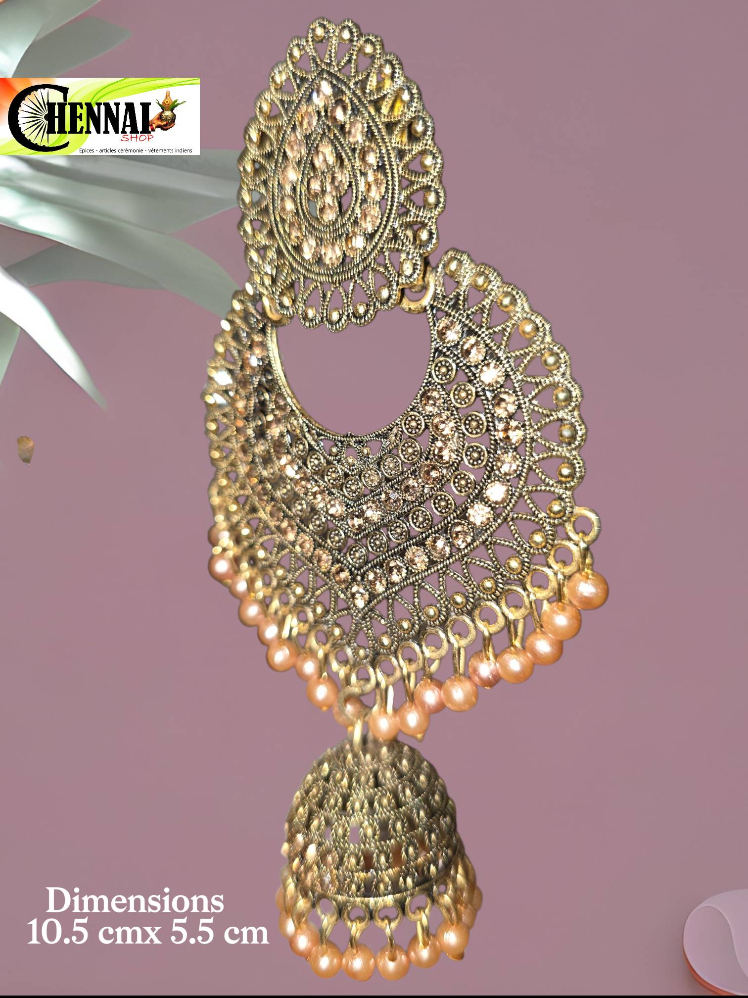 Boucles d'oreilles jhumka dorées  — visuel 2