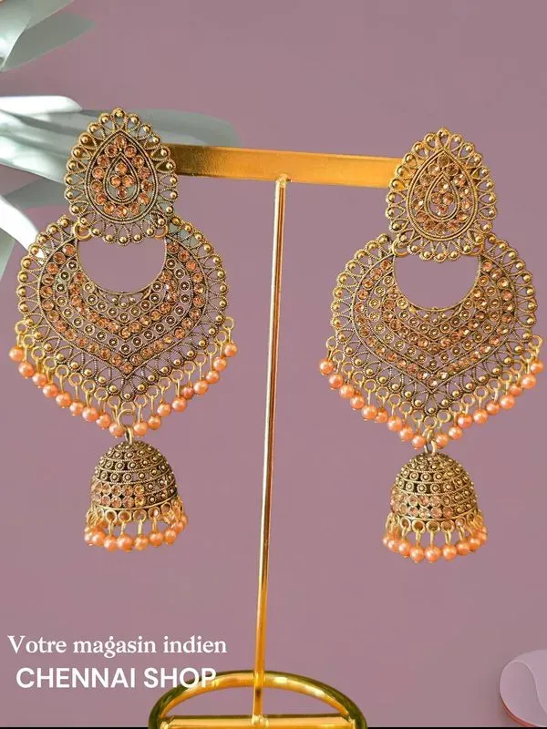 Boucles d'oreilles jhumka dorées