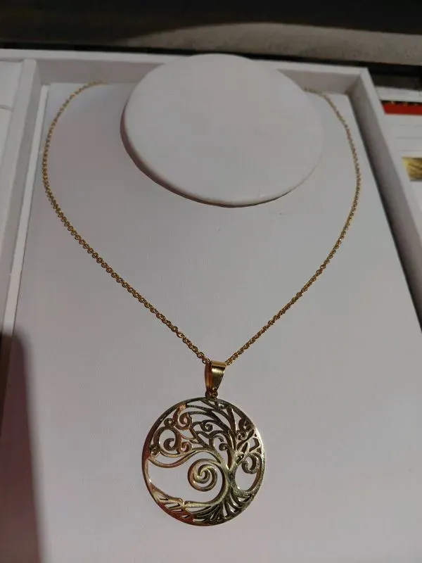 Collier Arbre de Vie en acierinoxydable- Pendentif Ajouré Style Celtique