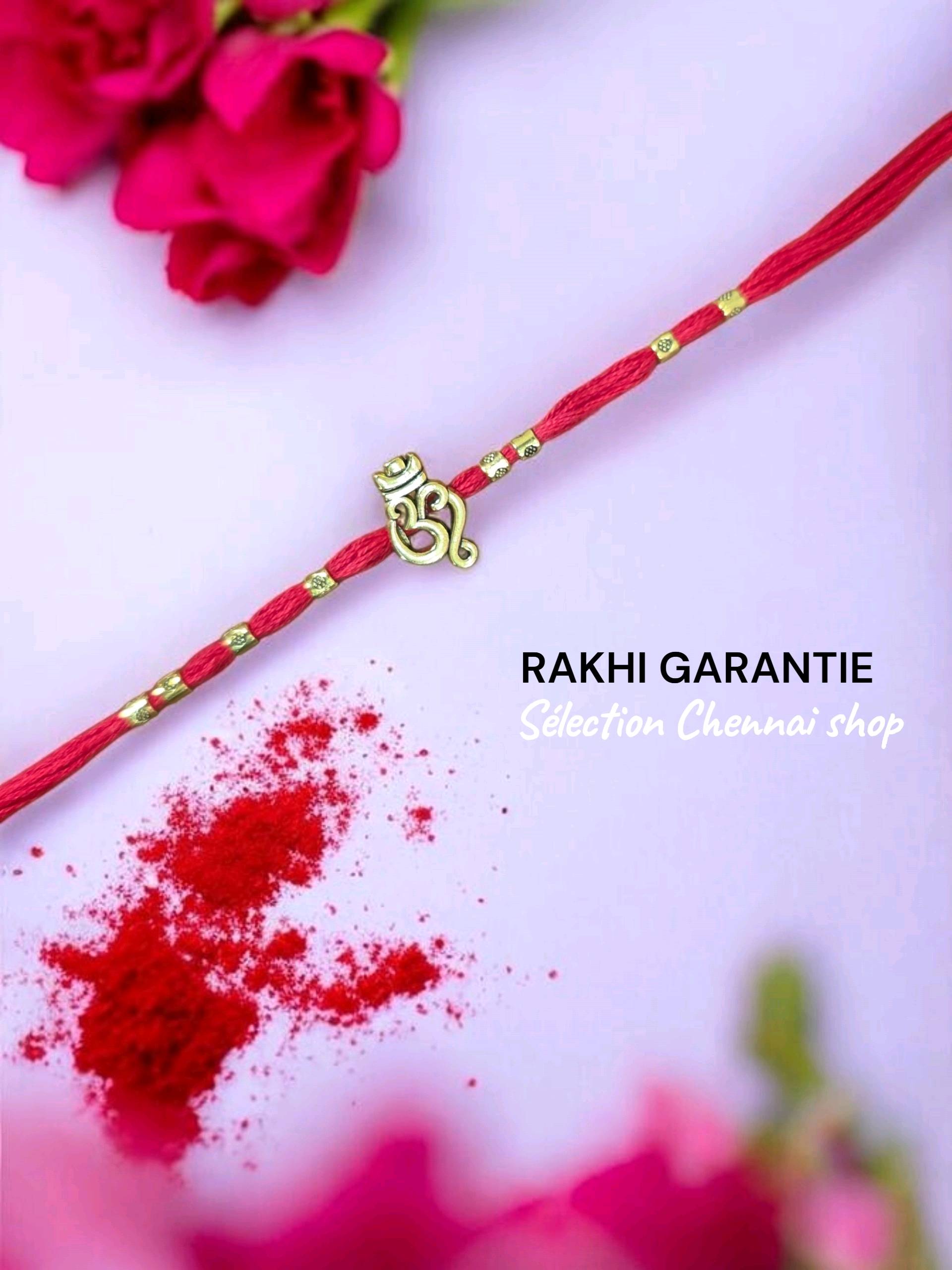 Rakhi rouge Om doré