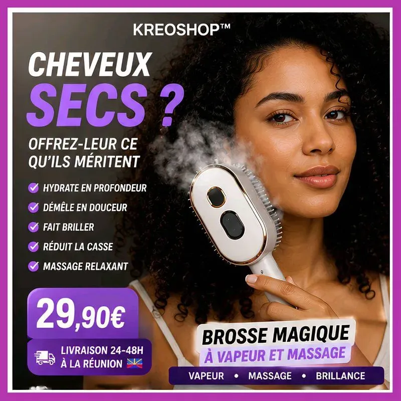 Brosse Magique Vapeur & Massage – Cheveux Plus Lisses et Brillants, Anti-Frisottis