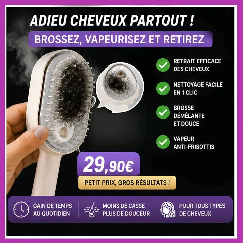 Brosse Magique Vapeur & Massage – Cheveux Plus Lisses et Brillants, Anti-Frisottis — visuel 2