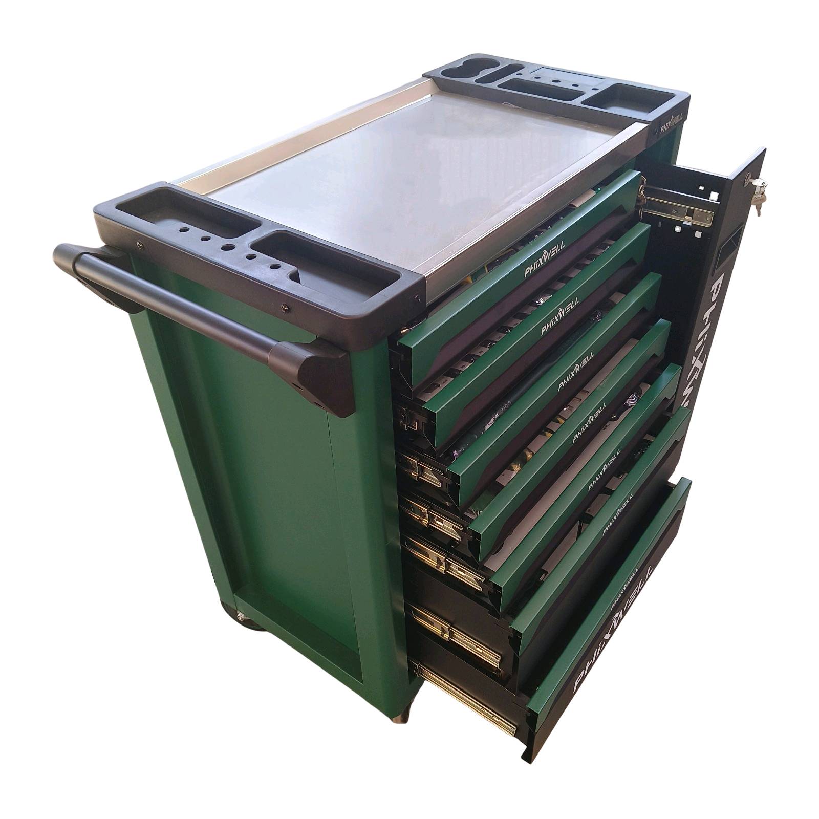 Servante Verte 7 tiroirs pleins d'outillages PHIXWELL — visuel 4
