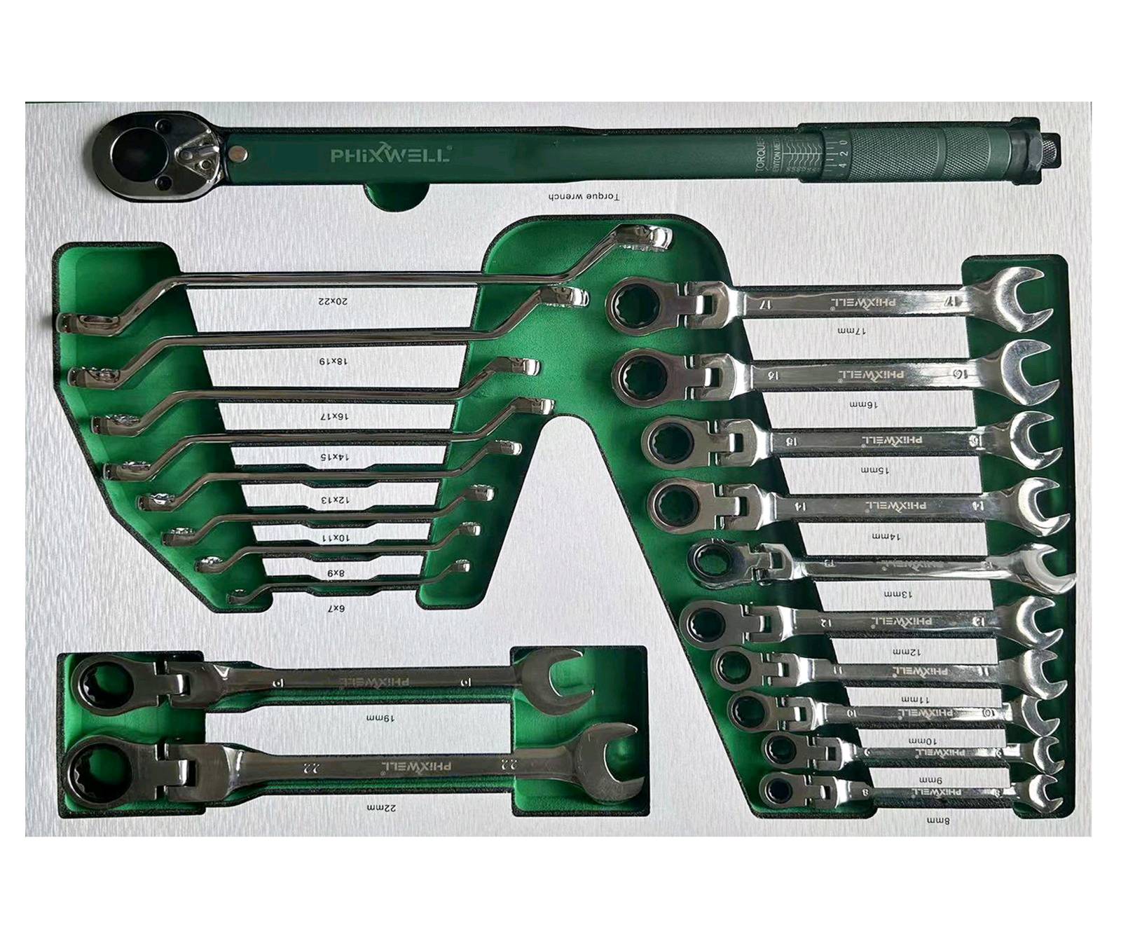 Servante Verte 7 tiroirs pleins d'outillages PHIXWELL — visuel 10