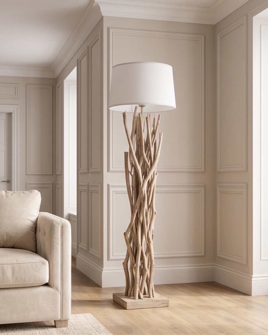 DESTOCKAGE 50 % grande lampe de salon en bois flotté 