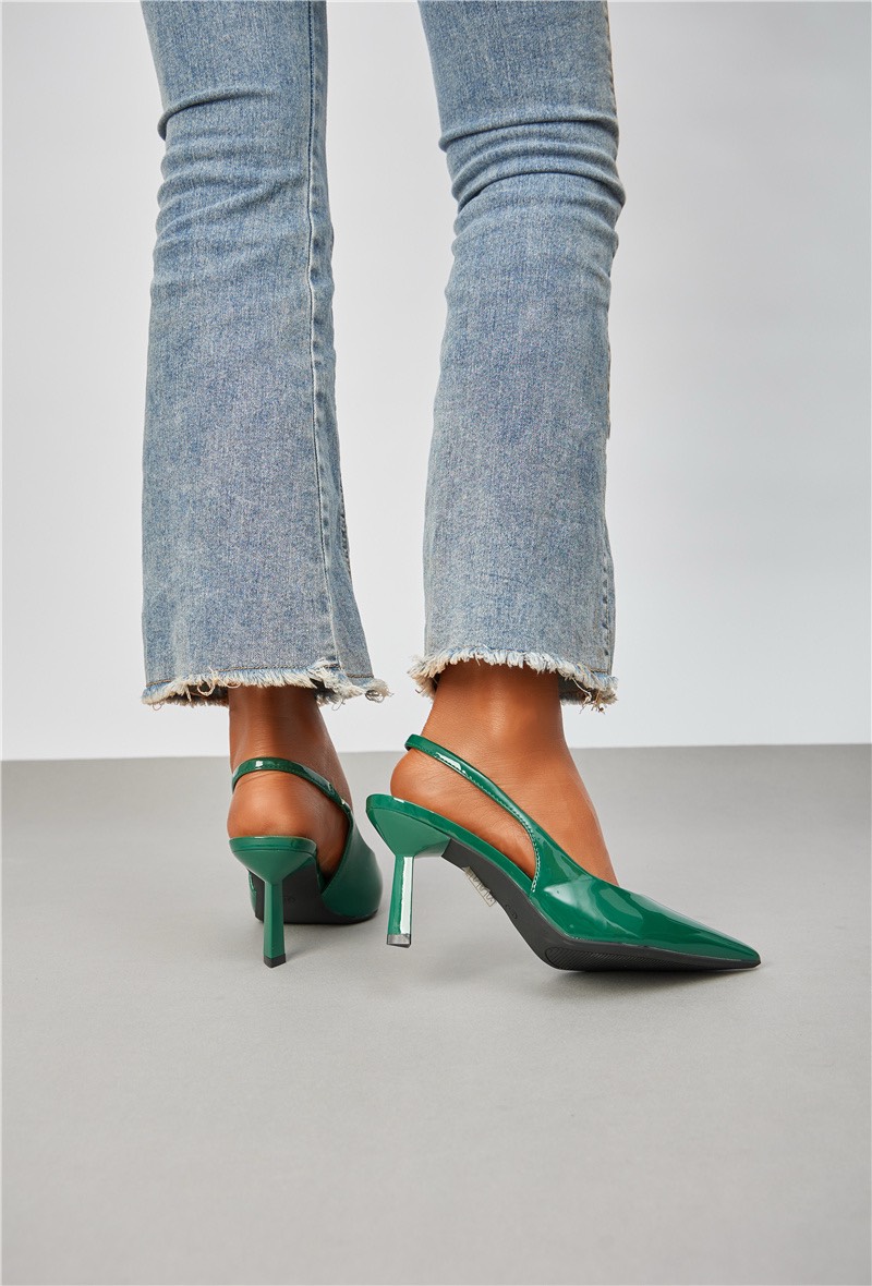 Escarpins slingback pointus – Noir, Marron, Vert, Imprimé – Élégance assurée — visuel 4