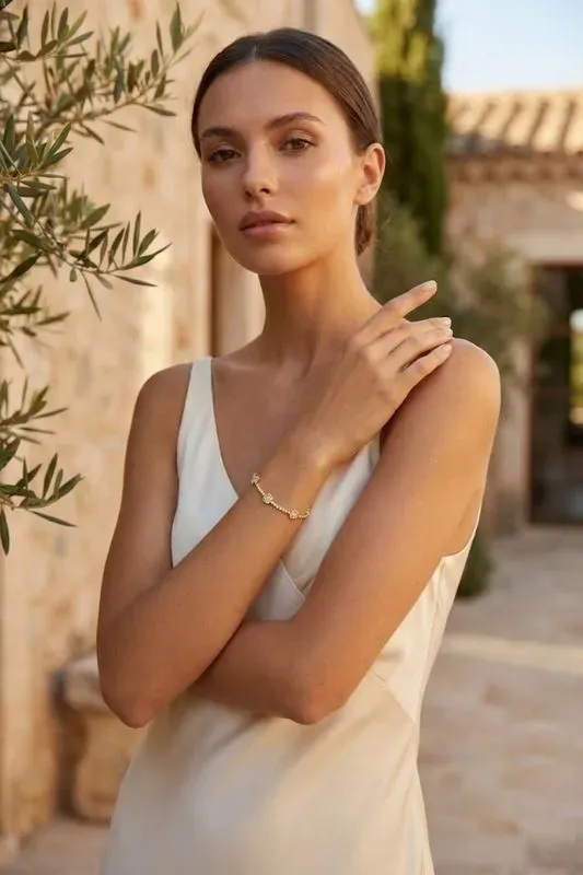 Bracelet strass trèfle - acier inoxydable élégant