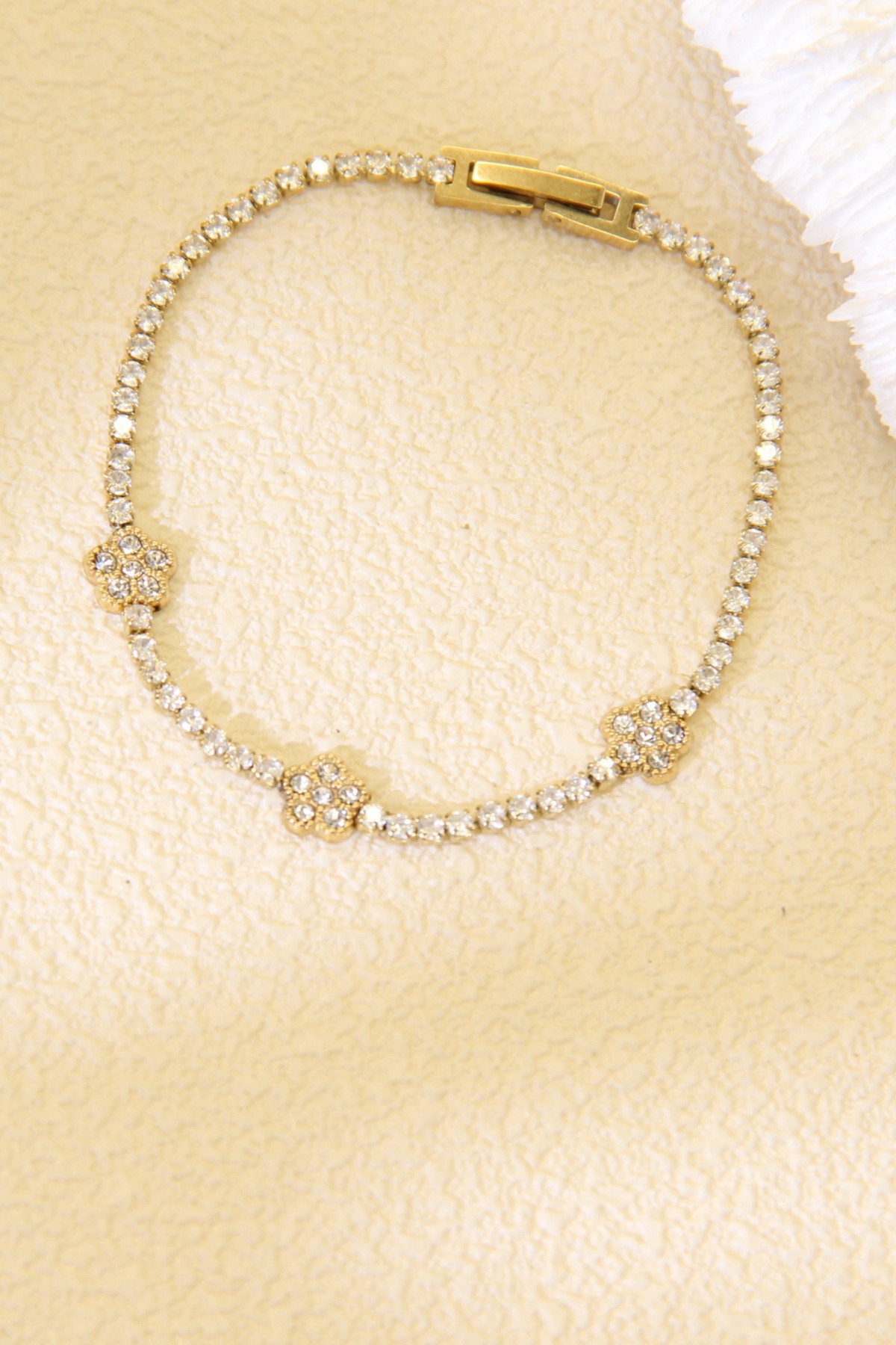 Bracelet strass trèfle - acier inoxydable élégant — visuel 2