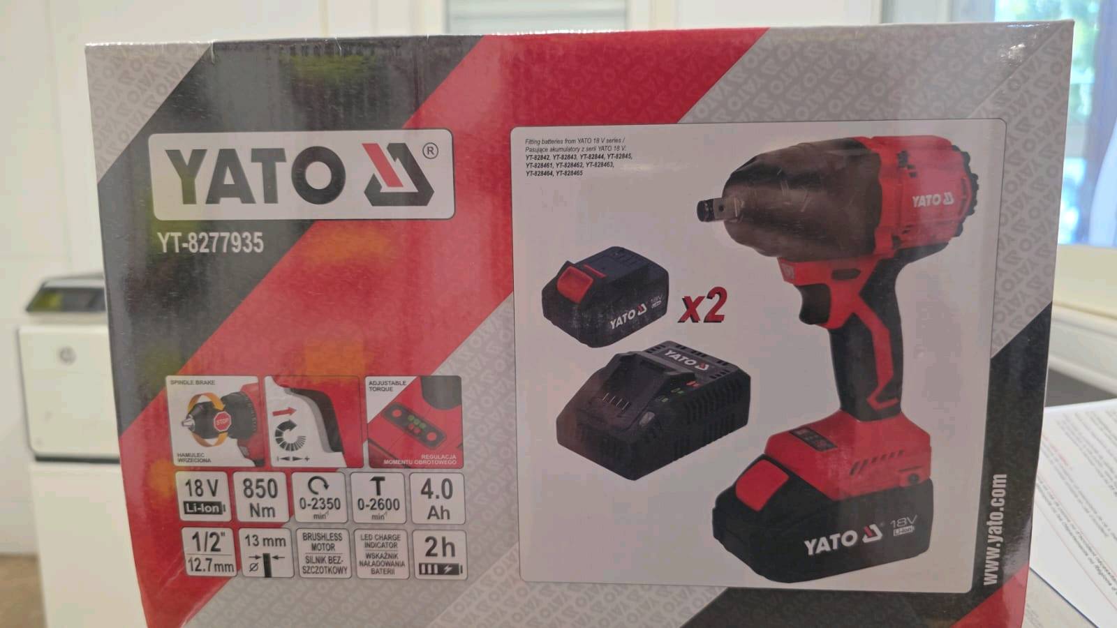YATO Clé à chocs brushless 18V – 850 Nm, Kit 2x4Ah + Chargeur — visuel 2