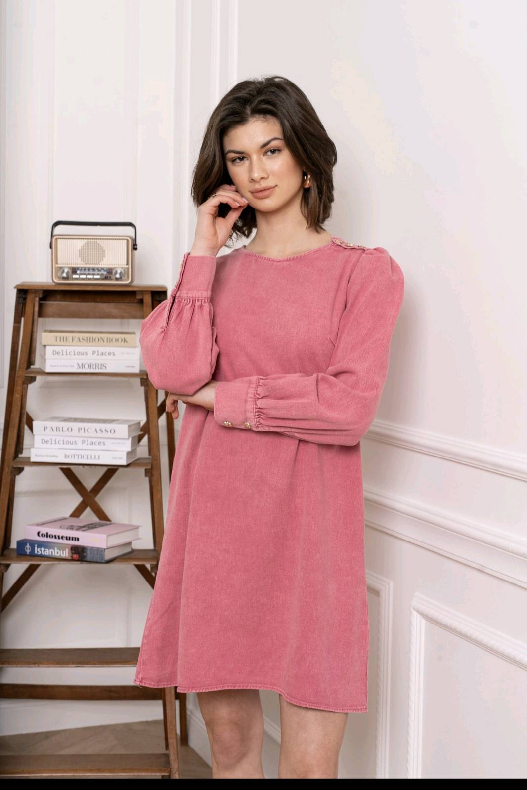 Robe Denim rose poudré 