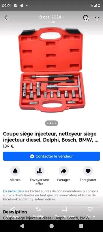 Kit Rectificateur Siège d'Injecteur Diesel 17 pcs Coffret Outil Moteur