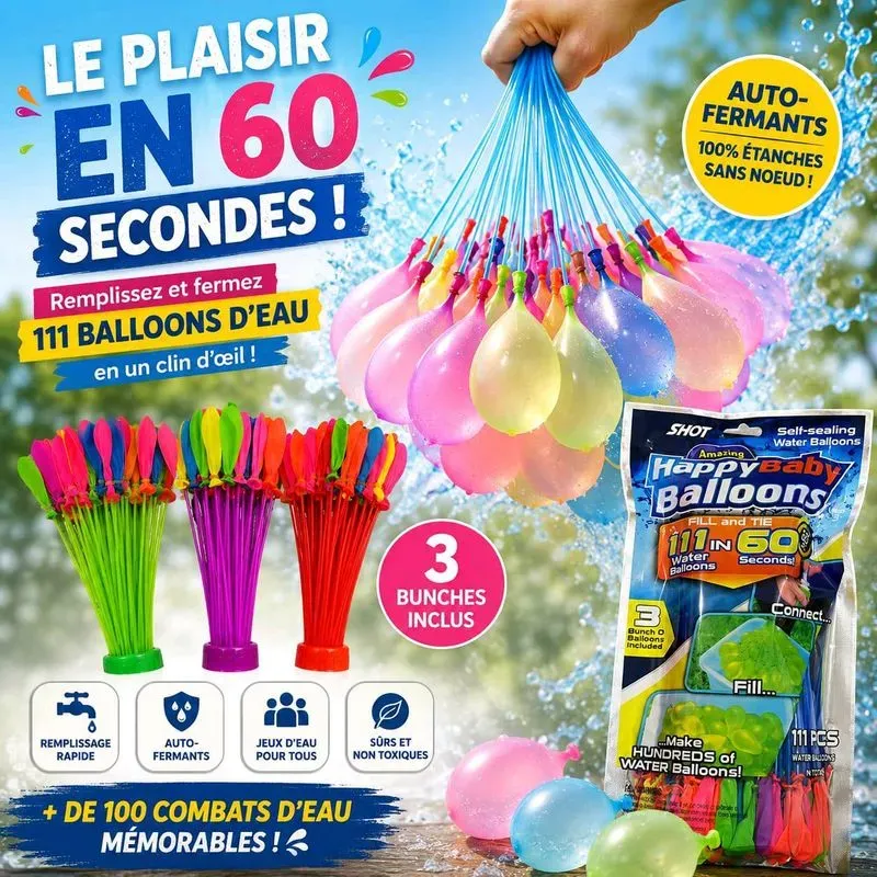 Ballons d'Eau Auto-Fermants – 111 Ballons Remplis en 60 Secondes, Sans Nœud