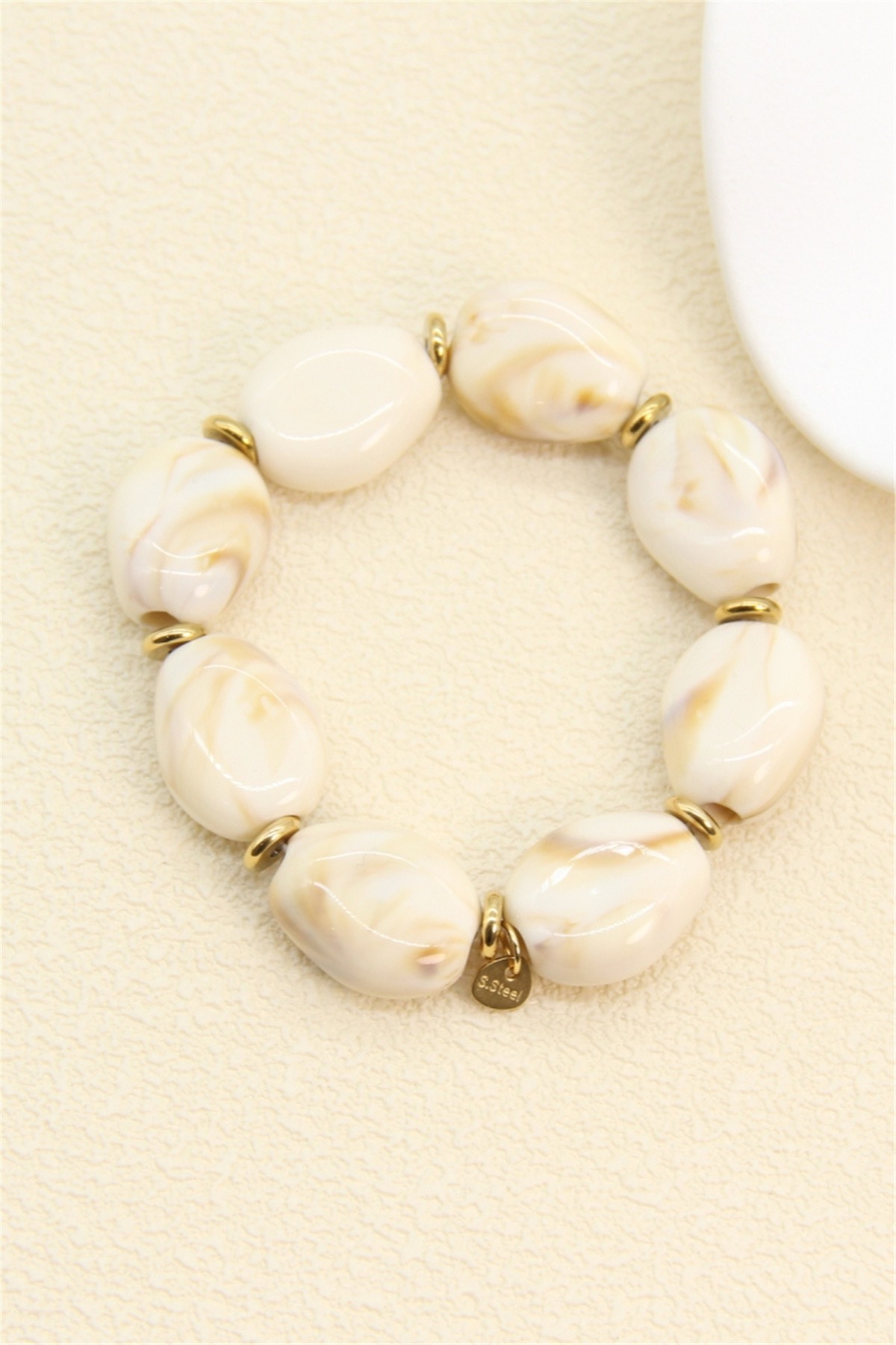 Bracelet résine élastique - Perles ovales Brillantes — visuel 2