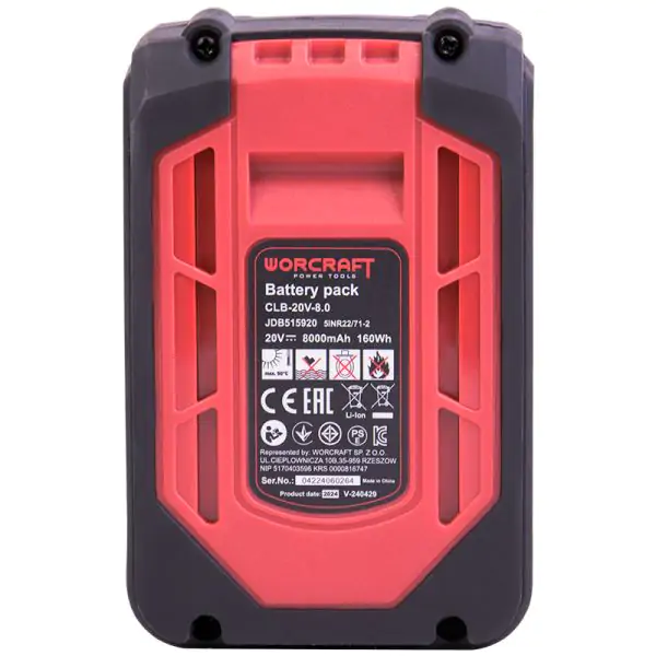 Batterie rechargeable WORCRAFT CLB-20V-8.0 — visuel 3