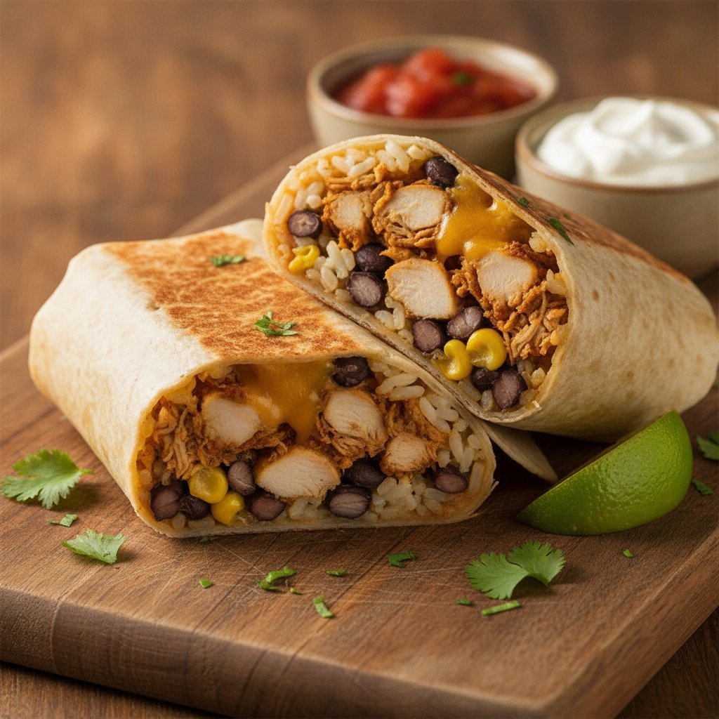 Hearty & Flavorful Chicken & Rice Burritos