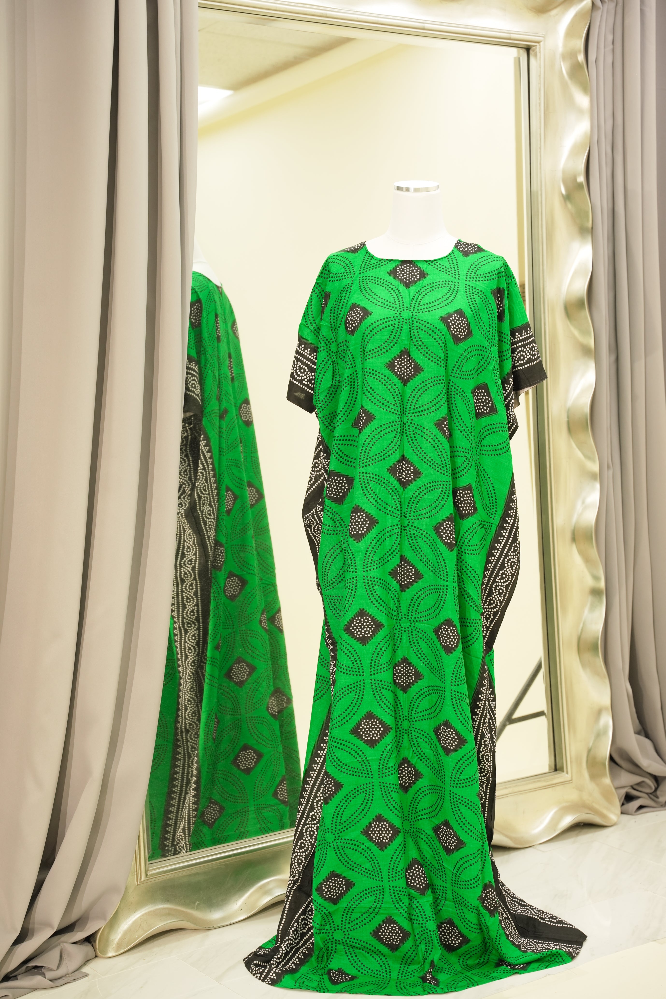 Green Brown Print Bati dress 
