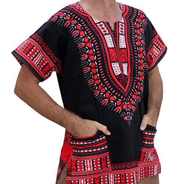 Black Red Dashiki Shirt