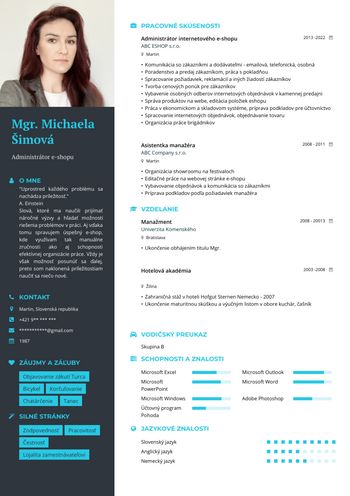 Životopis - Administrátor e-shopu