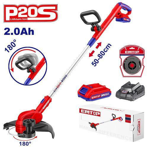 Masina de tuns iarba cu acum. 20v 2ah 300mm emtop