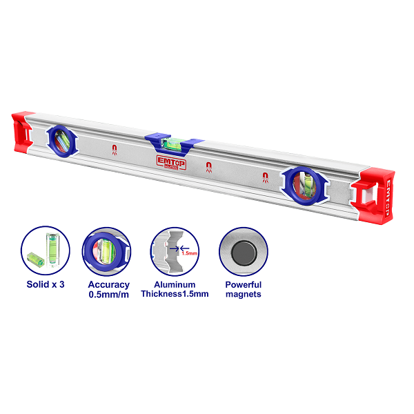 Nivela magnetica aluminiu 3 pozitii 60cm emtop