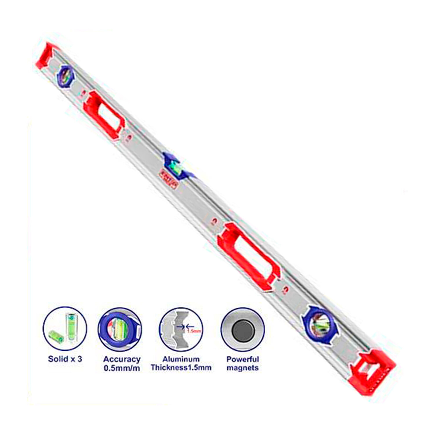 Nivela magnet. aluminiu 100cm 3 pozitii cu 2 manere emtop