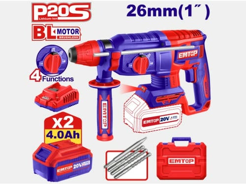 Ciocan rotopercutor, 20 v, pe acumulator 2x4a , emtop Thumbnail 1
