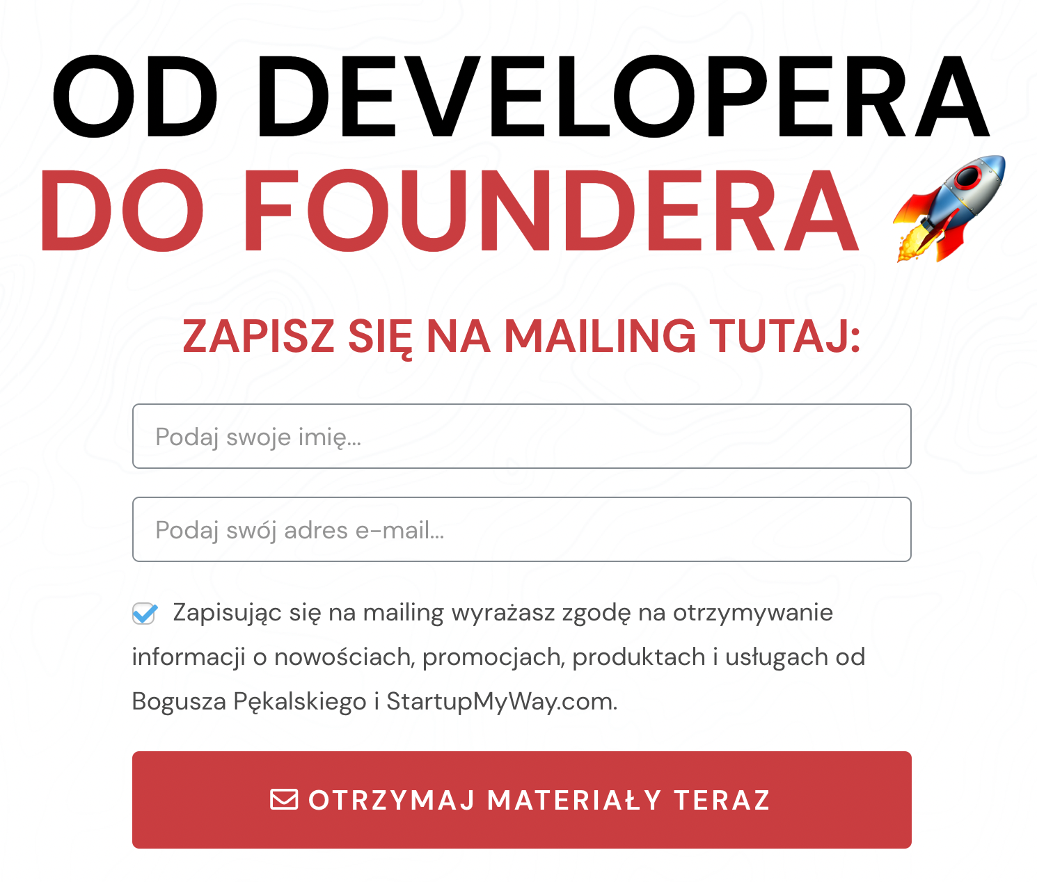 Od Developera do Foundera - newsletter logo