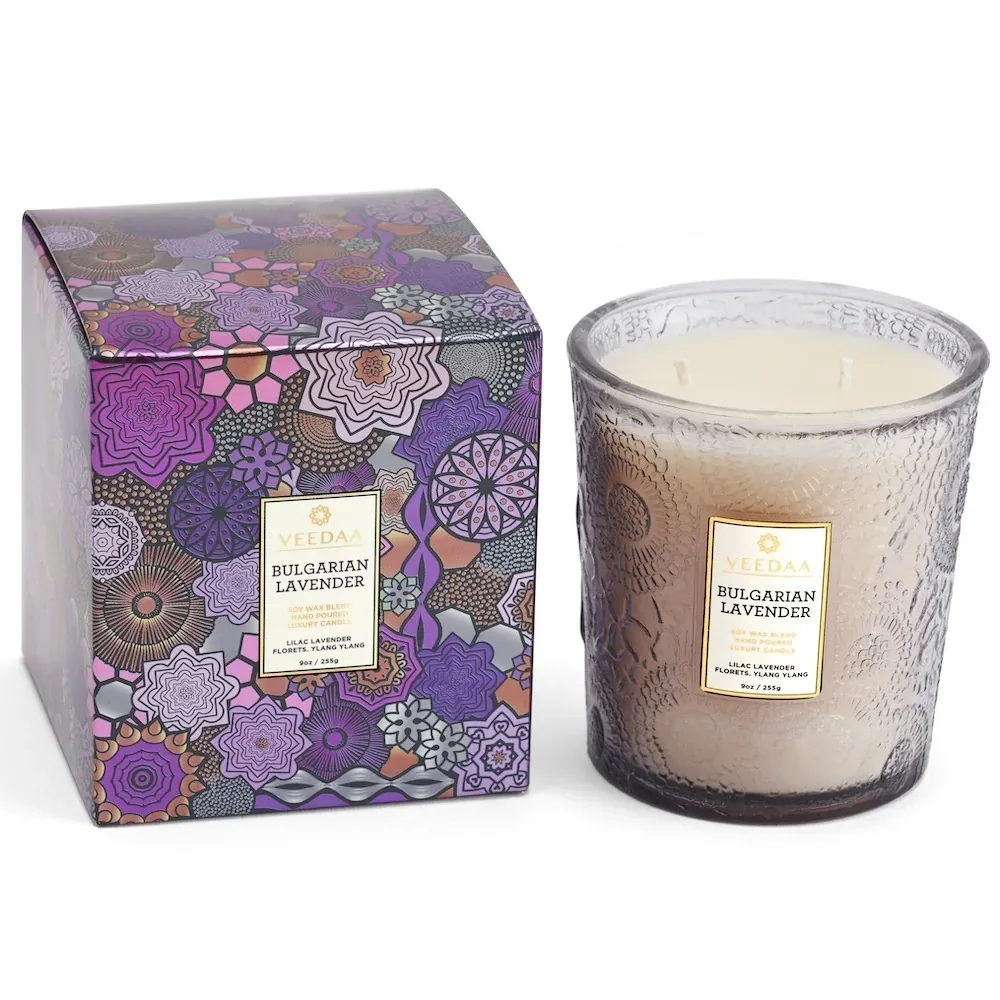 Bulgarian Lavender Glass Scented Candle