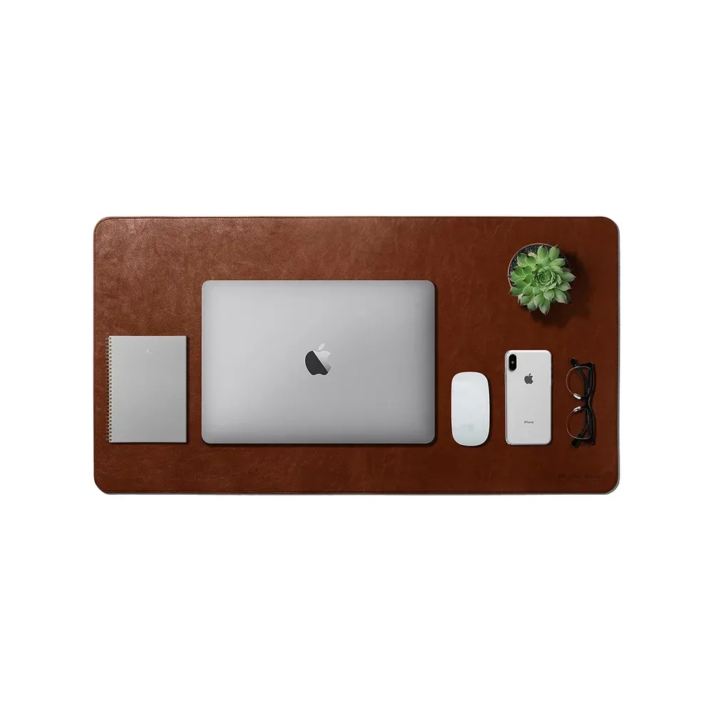 Large Vegan Leather Desk Mat - Tan