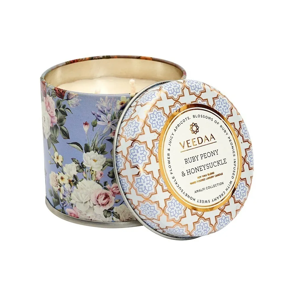 Ruby Peony & Honeysuckle Mason Tin Scented Candle