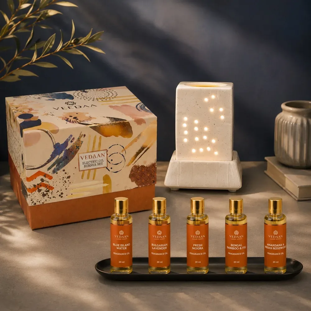 Floral Electric Oil Burner Set - 5 Fragrance Oils