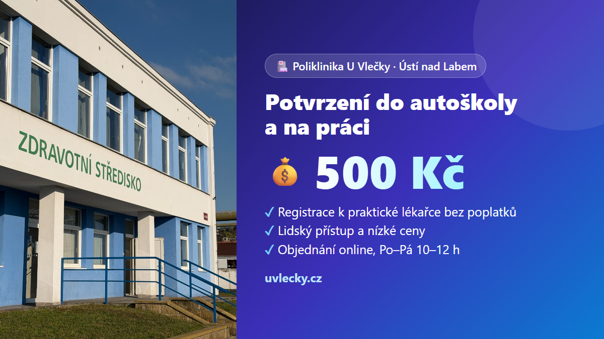 🏥 Driving school and work certificates for 💰 500 CZK