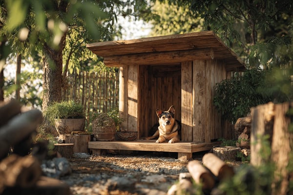 犬用ウッドデッキ付き犬小屋のDIY設計図