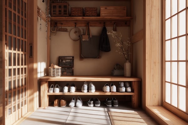 玄関ベンチ付きシューズラックのDIY設計図