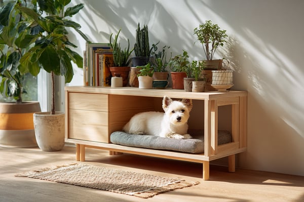 ペットベッド付き収納ベンチのDIY設計図