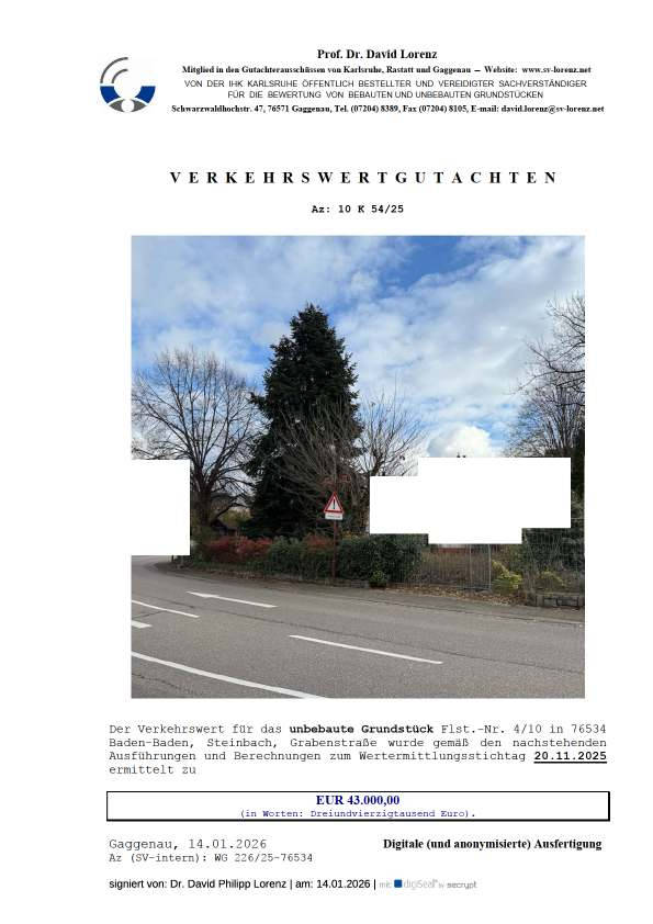 baden-wuerttemberg 10 K 54/25 Grabenstraße, 76534 Baden-Baden - Steinbach 1