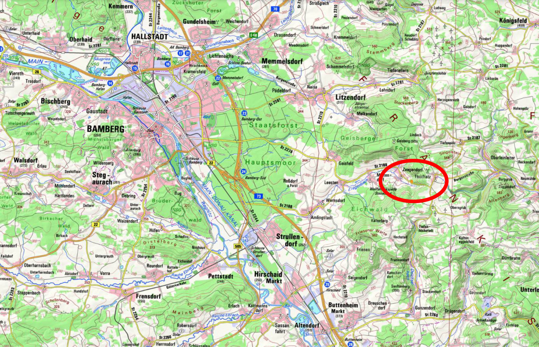 Grünland, Streuobstwiese, Forstfläche in Nußleite, 96129 Strullendorf, Zeegendorf - Bild 2