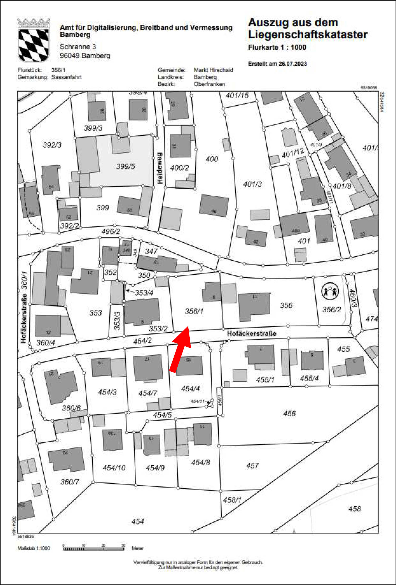 bayern 0003K0023-2023 Hofäckerstraße 6, 96114 Hirschaid, Sassanfahrt