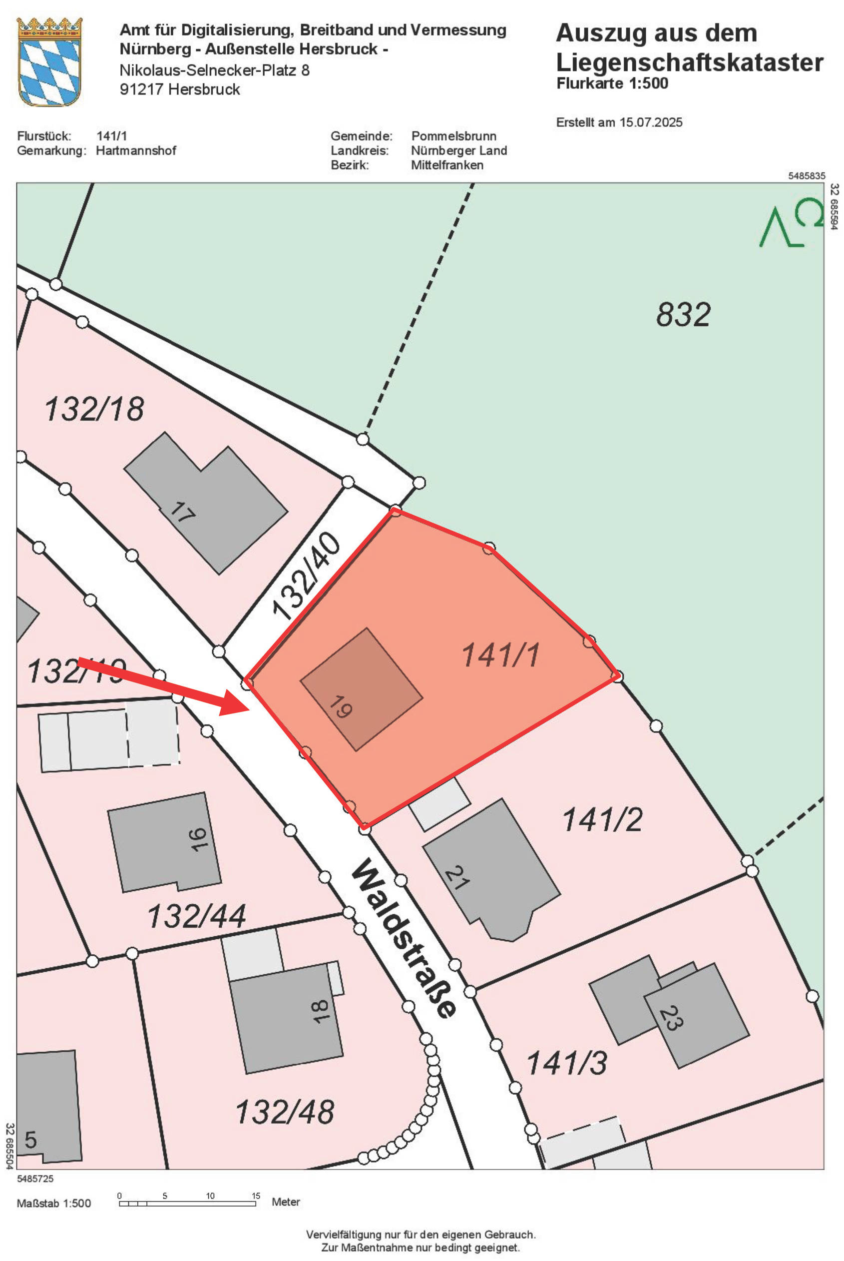 bayern 0010 K 0047/2025 Waldstraße 19, 91224 Pommelsbrunn, Hartmannshof 8