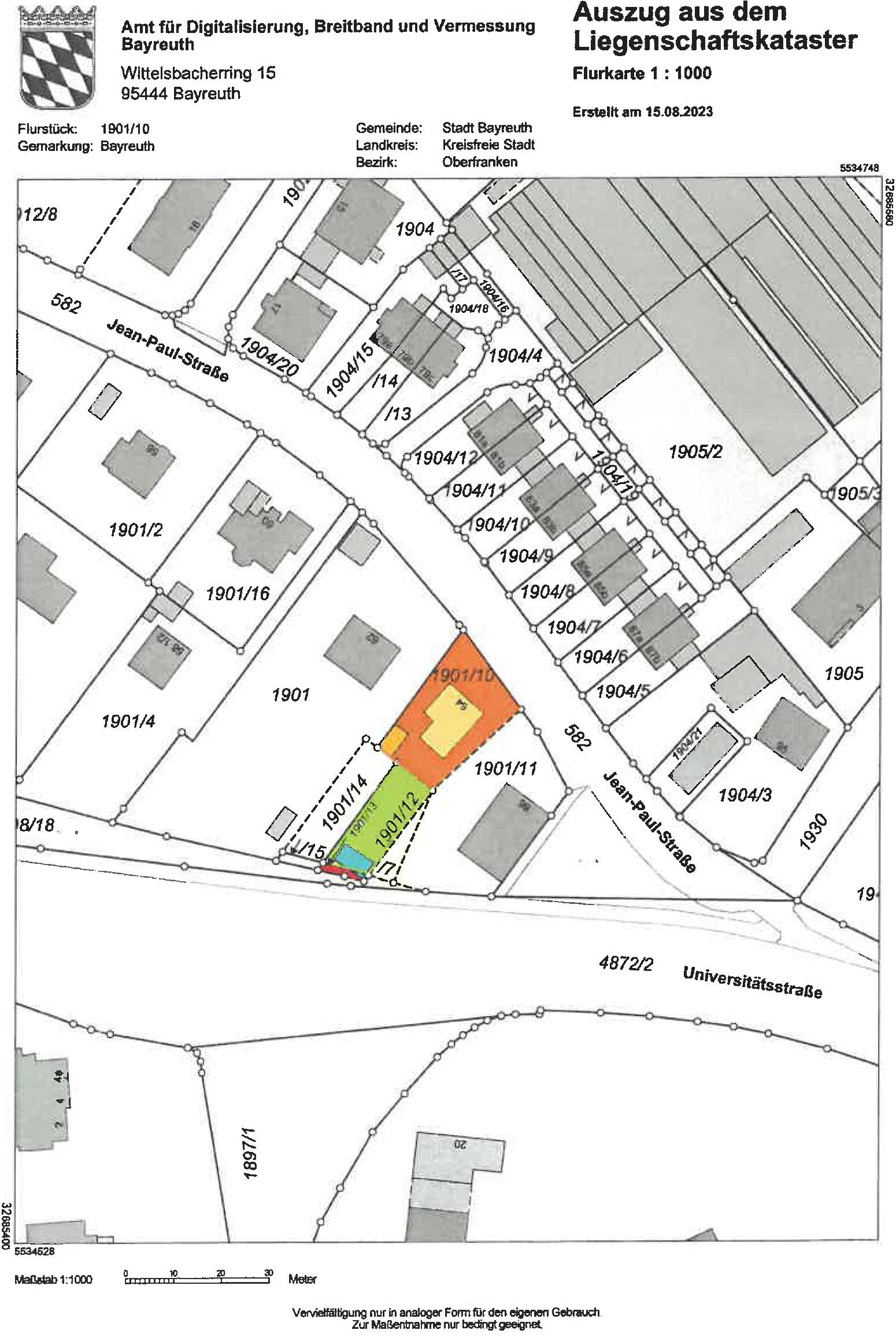 bayern 0061K0036-2023 Jean-Paul-Straße 64, 95444 Bayreuth, und Nähe Jean-Paul-Straße