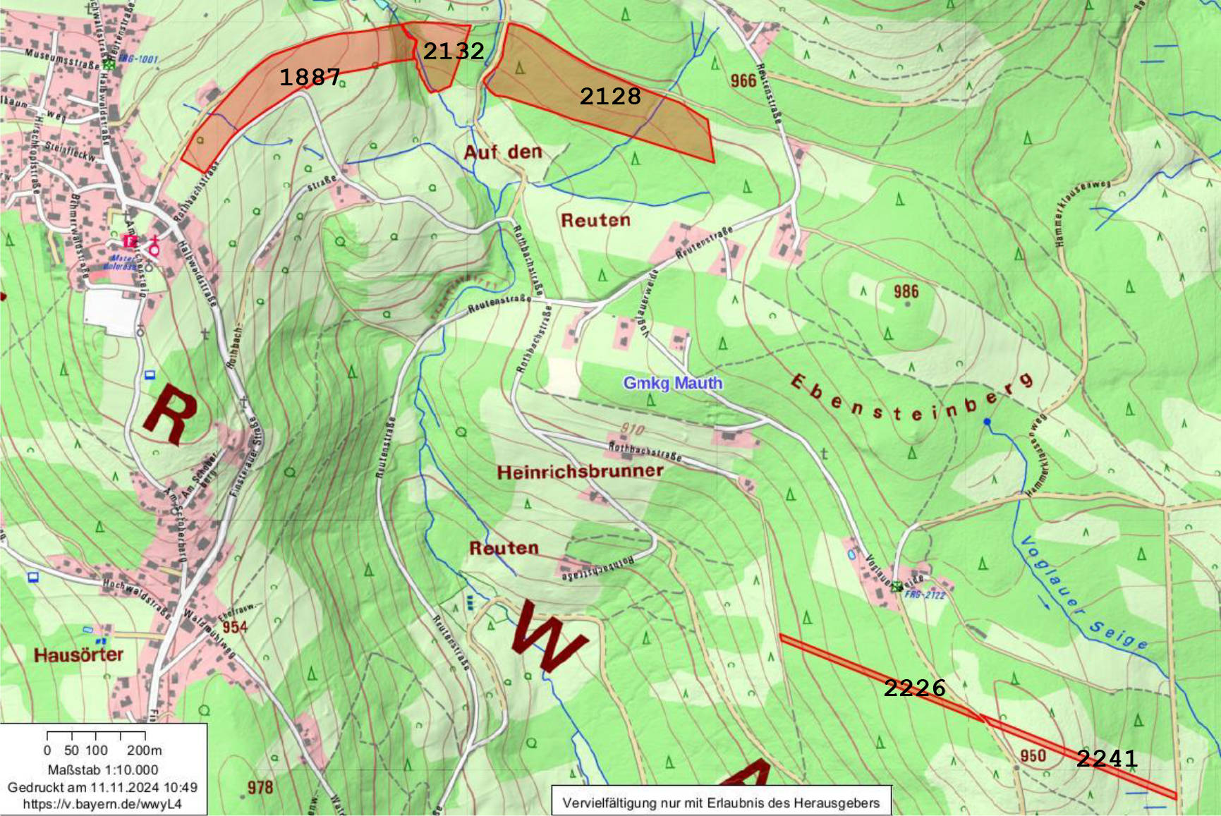 bayern 0804 K 0023/2024 Hausörter, Hirschenlacken, Nähe Rothbachl, Auf den Reuten un Voglauer Weide, 94151 Mauth 10
