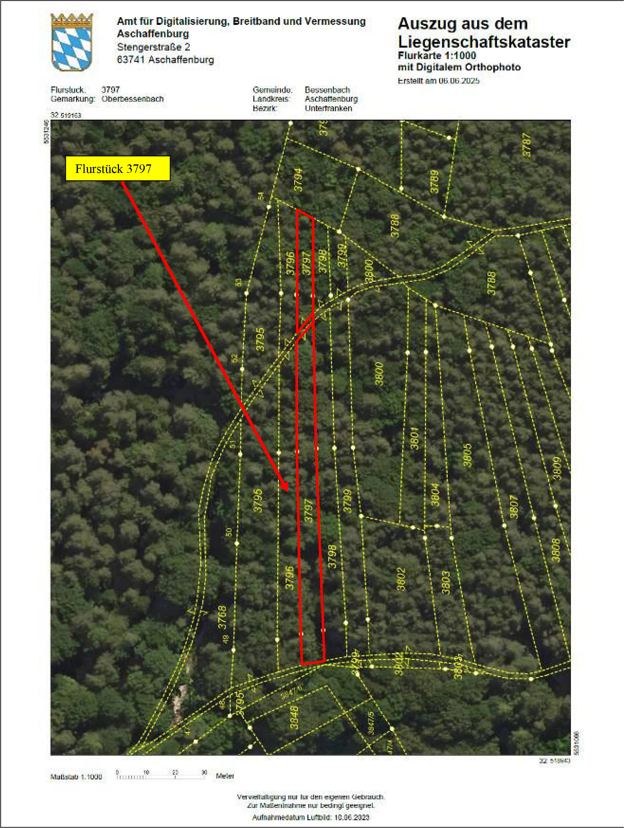 Wald (Holzung), Ackerland 0852 K 0031-2024 Heidmanns Heidberg und Vordere Strüt, 63834 Bessenbach, Oberbessenbach